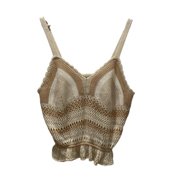 Womens Crochet Tank Top Extra Large Sleeveless Cropped Festival Boho Party - Picture 1 of 8